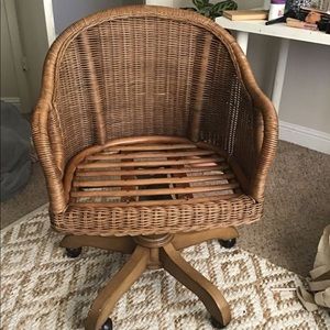 WINGATE RATTAN SWIVEL DESK CHAIR, PECAN STAIN